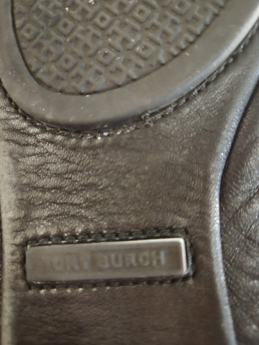 Tory Burch Black Leather Logo Medallion Ballet Flats Size 9